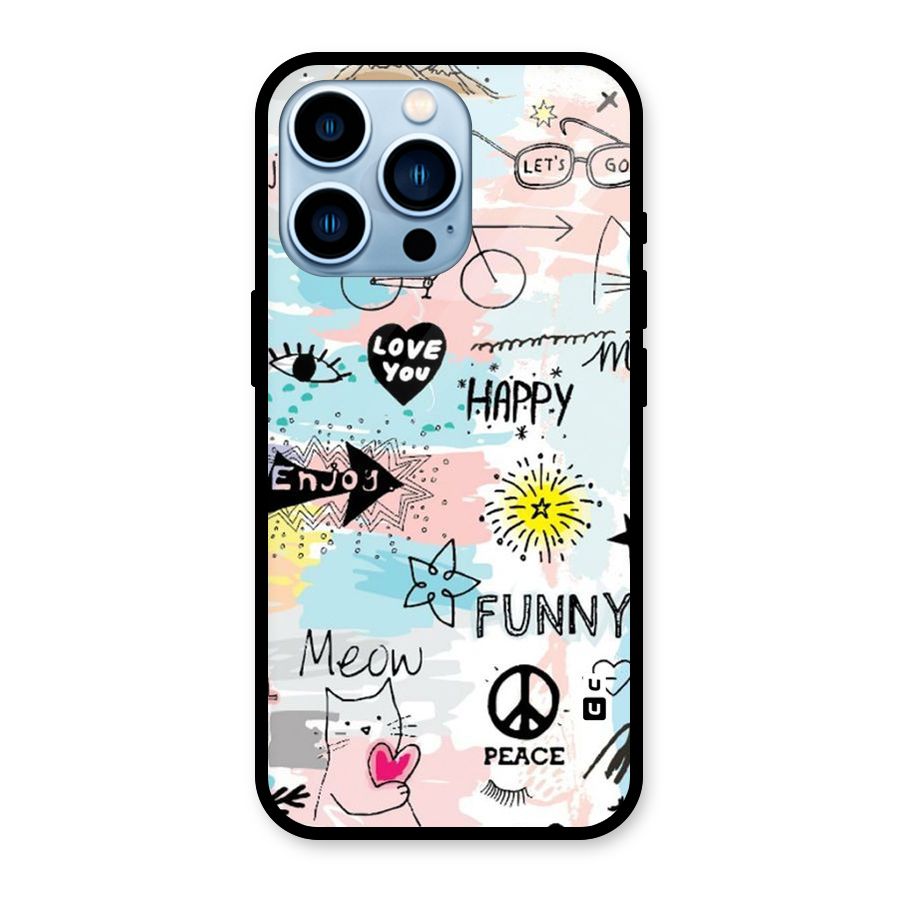 Peace And Funny Glass Back Case for iPhone 13 Pro