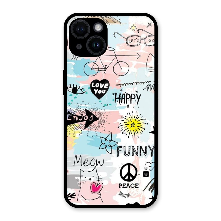 Peace And Funny Glass Back Case for iPhone 14
