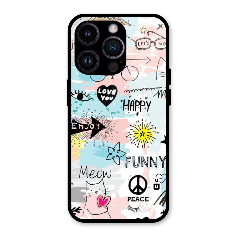 Peace And Funny Glass Back Case for iPhone 14 Pro