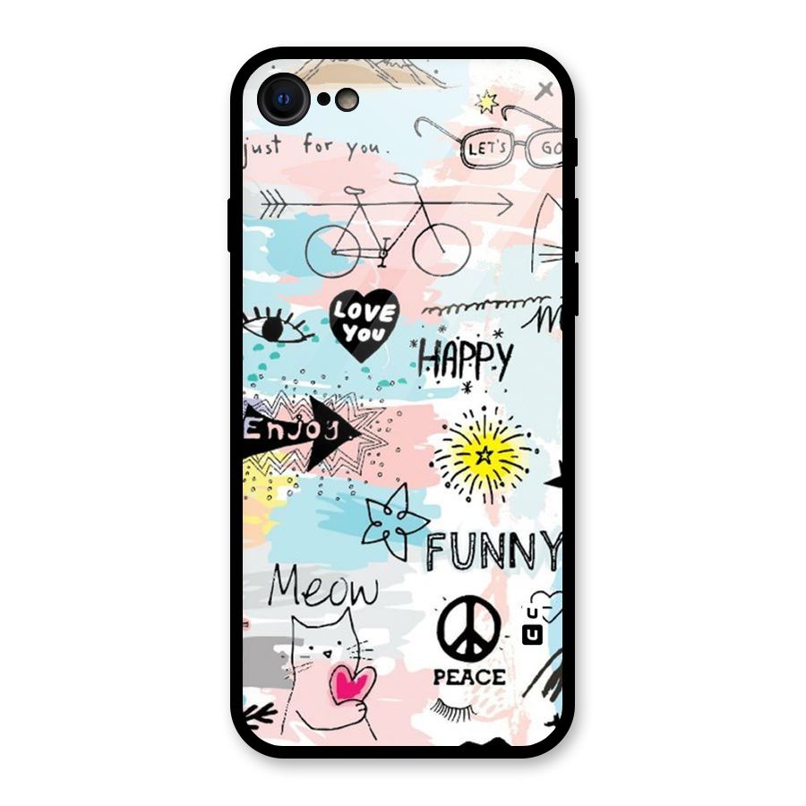 Peace And Funny Glass Back Case for iPhone SE 2022