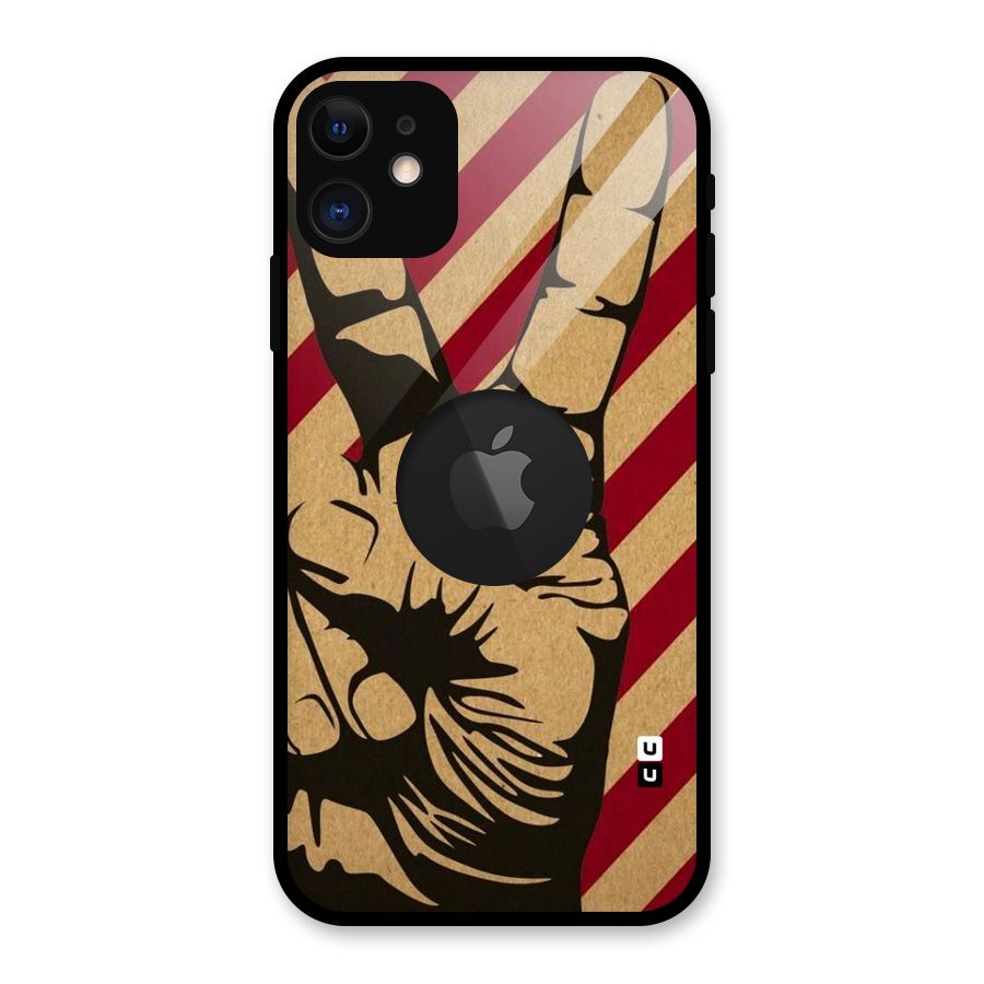 Peace Stripes Glass Back Case for iPhone 11 Logo Cut