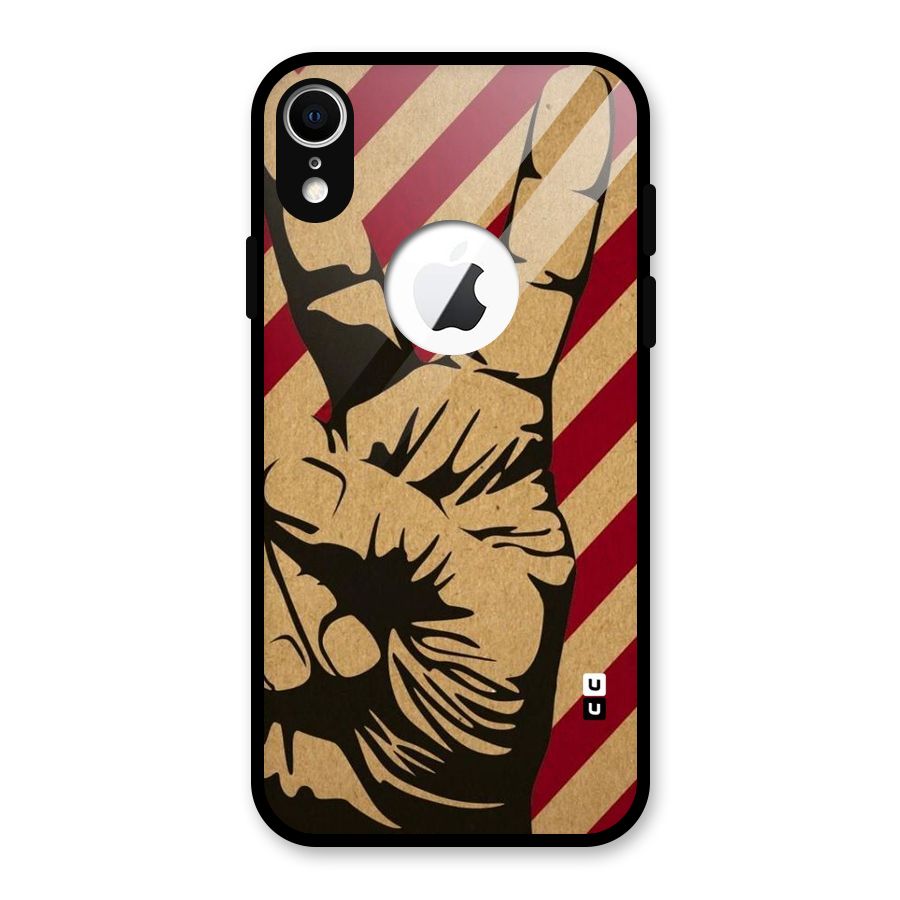 Peace Stripes Glass Back Case for iPhone XR Logo Cut