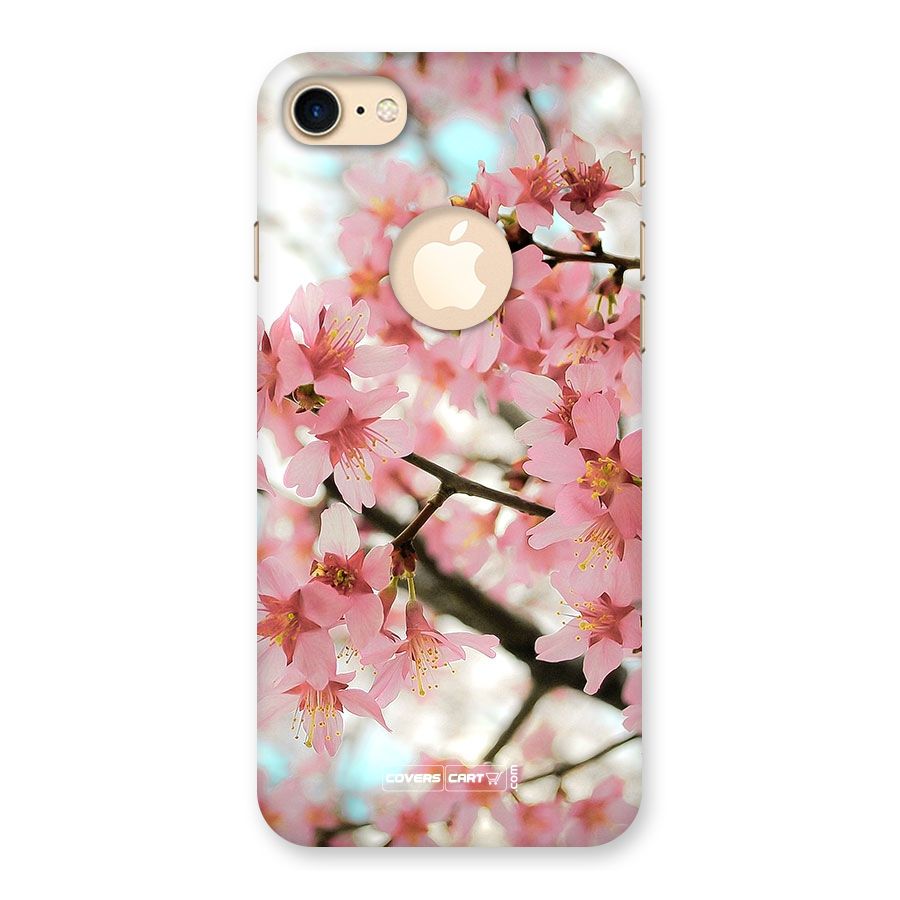 Peach Floral Back Case for iPhone 7 Logo Cut