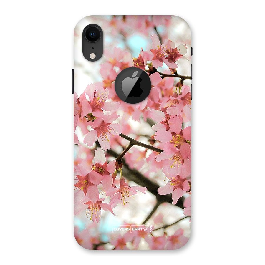 Peach Floral Back Case for iPhone XR Logo Cut