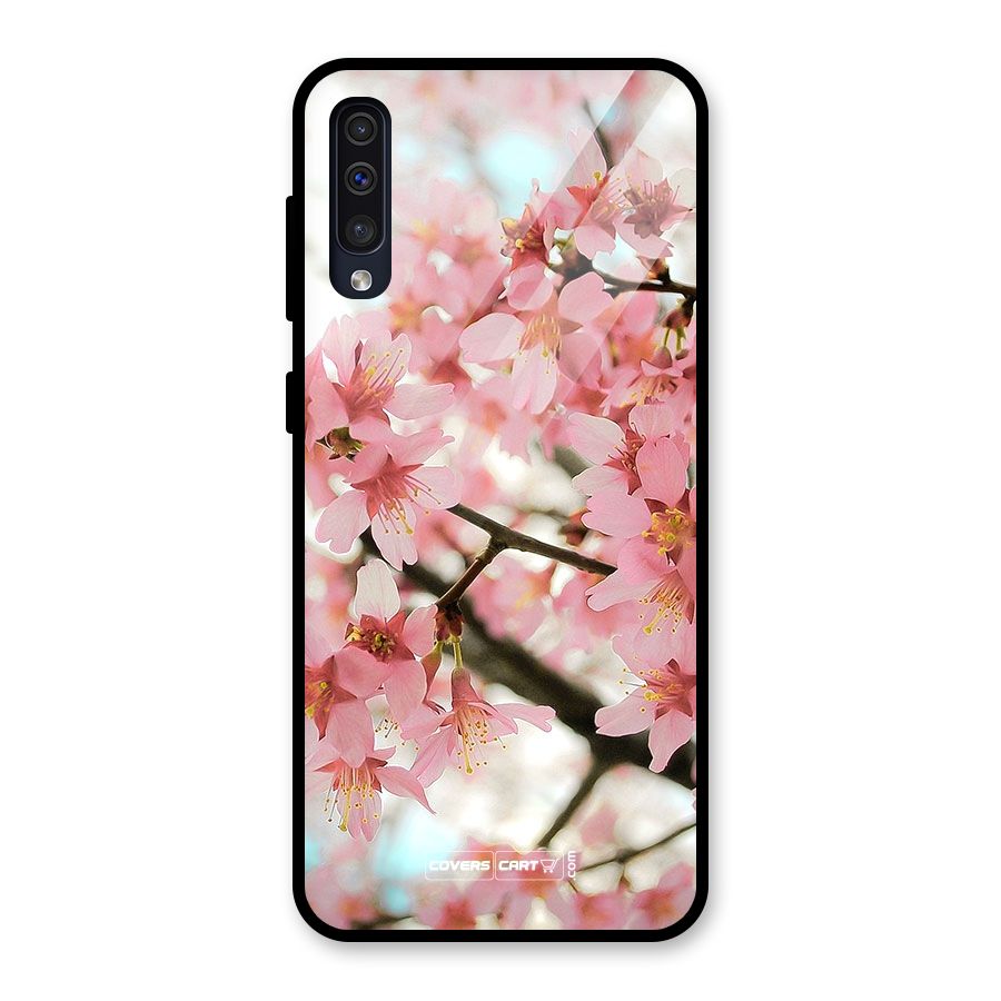 Peach Floral Glass Back Case for Galaxy A30s