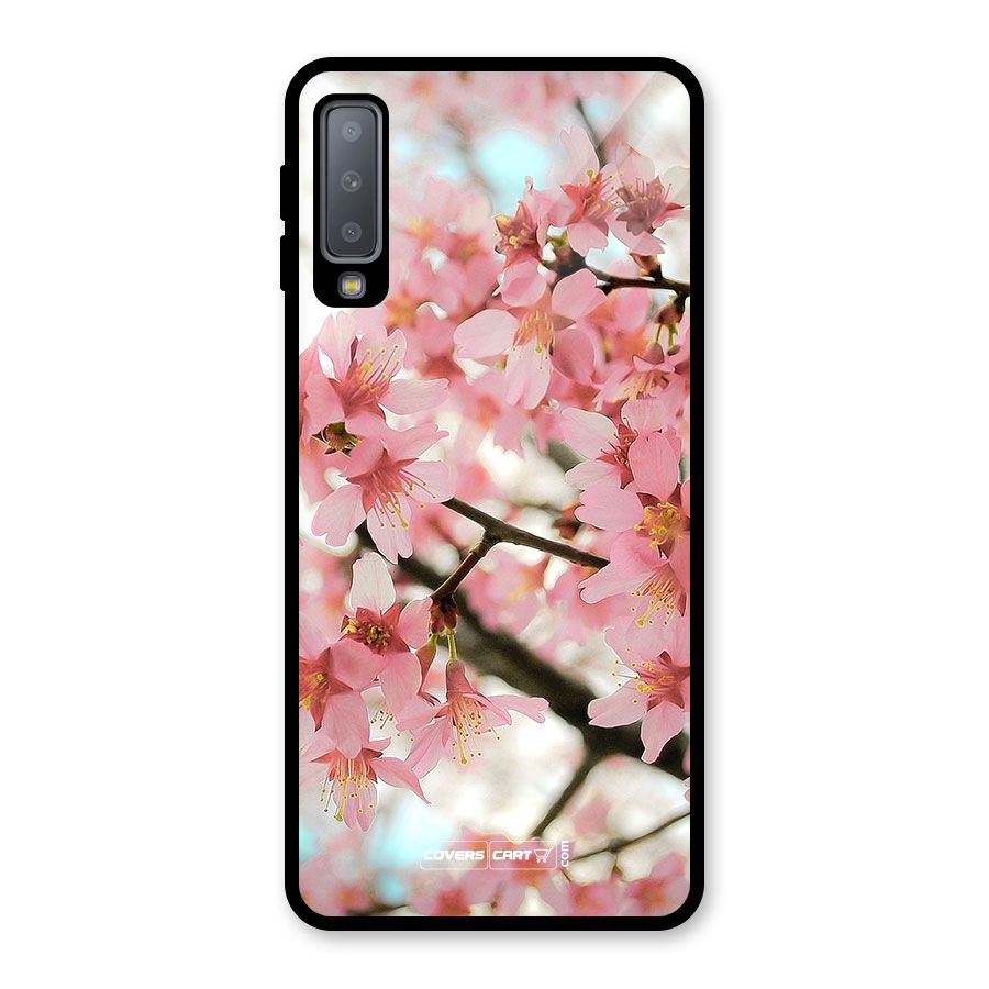 Peach Floral Glass Back Case for Galaxy A7 (2018)
