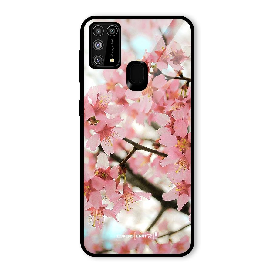Peach Floral Glass Back Case for Galaxy F41