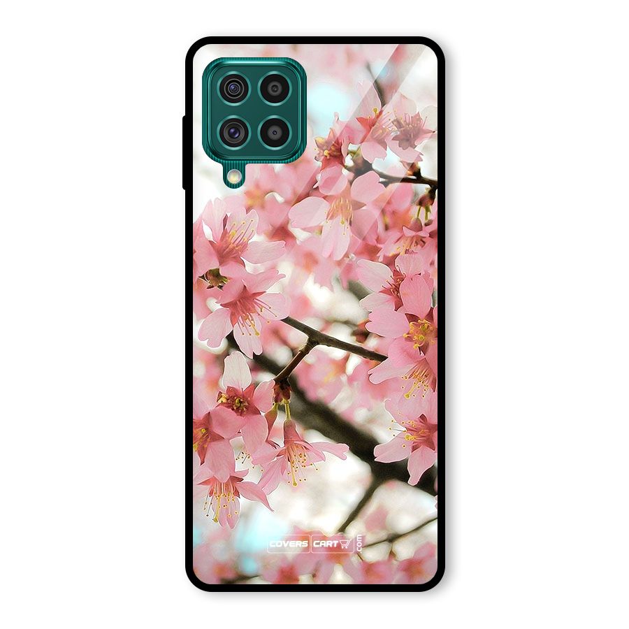 Peach Floral Glass Back Case for Galaxy F62
