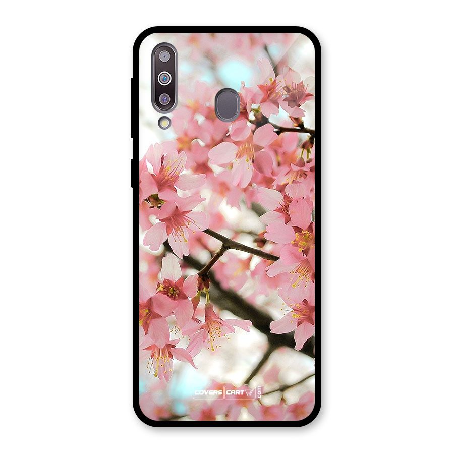 Peach Floral Glass Back Case for Galaxy M30