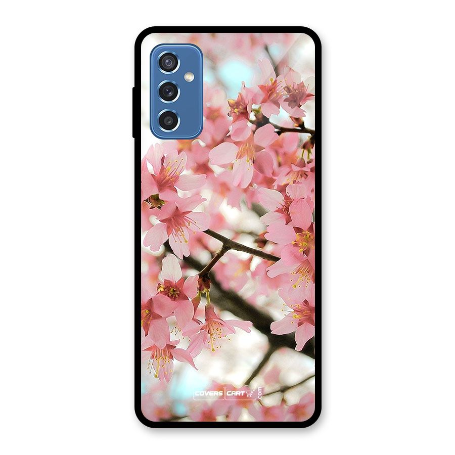 Peach Floral Glass Back Case for Galaxy M52 5G