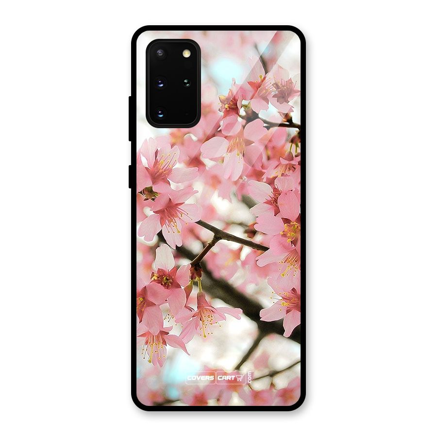 Peach Floral Glass Back Case for Galaxy S20 Plus