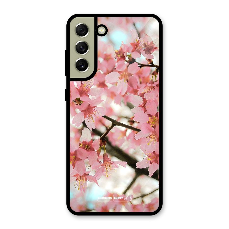 Peach Floral Glass Back Case for Galaxy S21 FE 5G