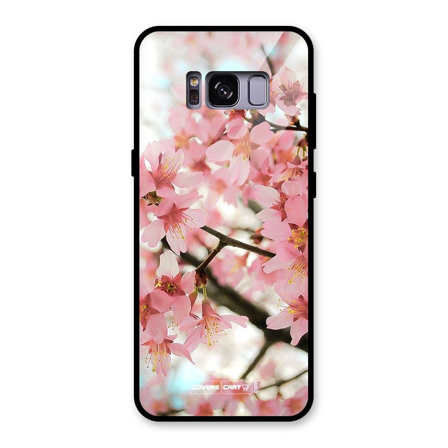 Peach Floral Glass Back Case for Galaxy S8