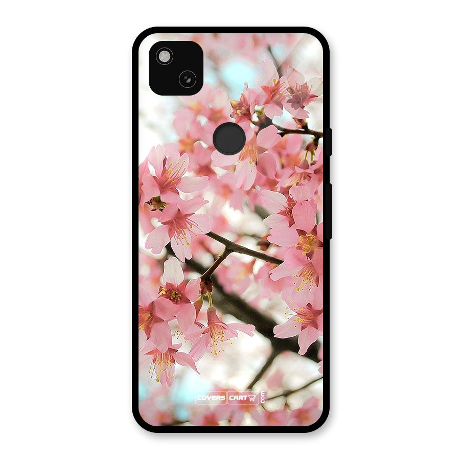 Peach Floral Glass Back Case for Google Pixel 4a