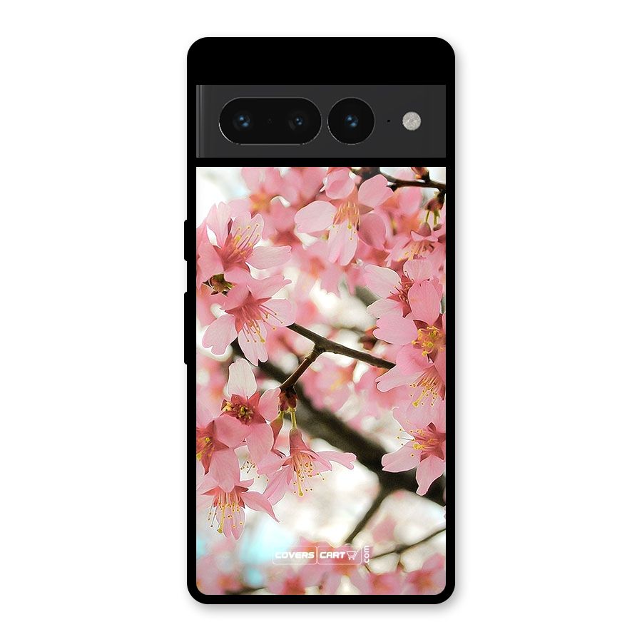 Peach Floral Glass Back Case for Google Pixel 7 Pro