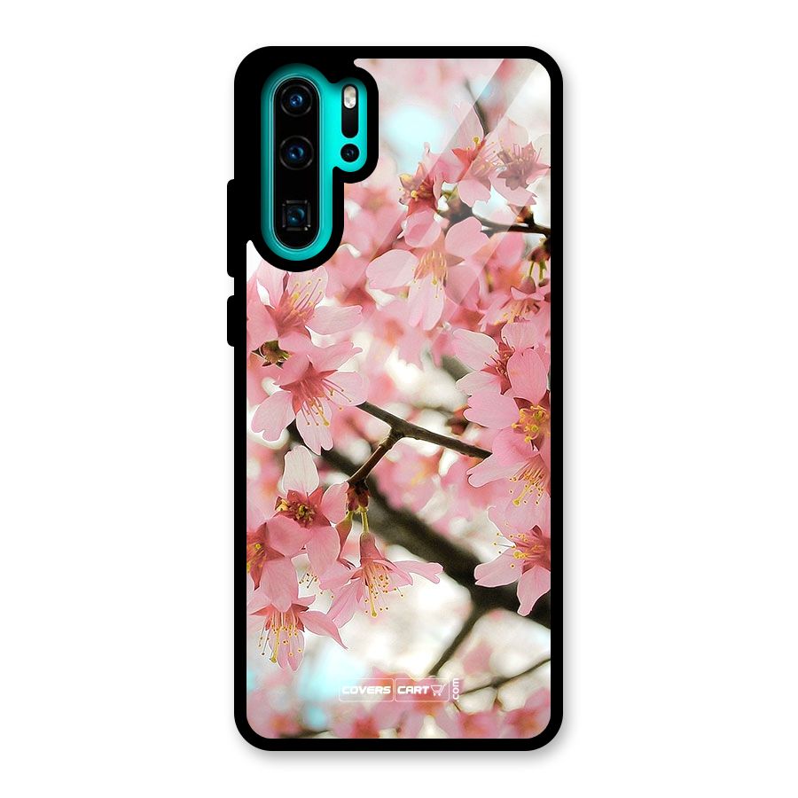 Peach Floral Glass Back Case for Huawei P30 Pro