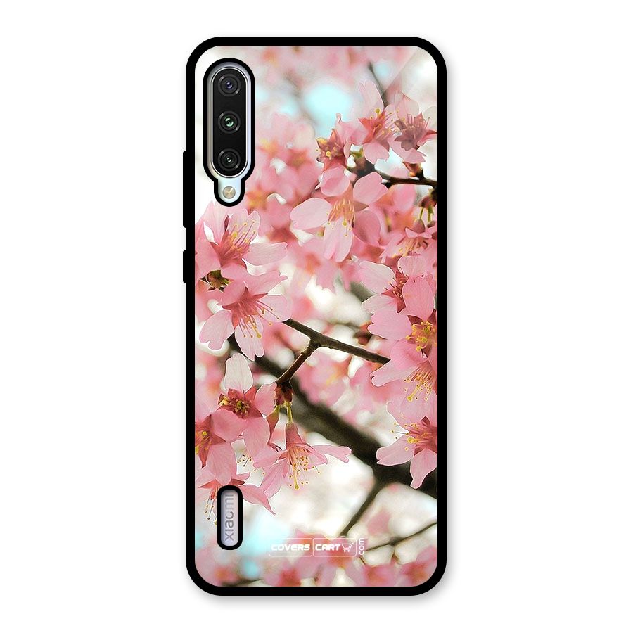 Peach Floral Glass Back Case for Mi A3
