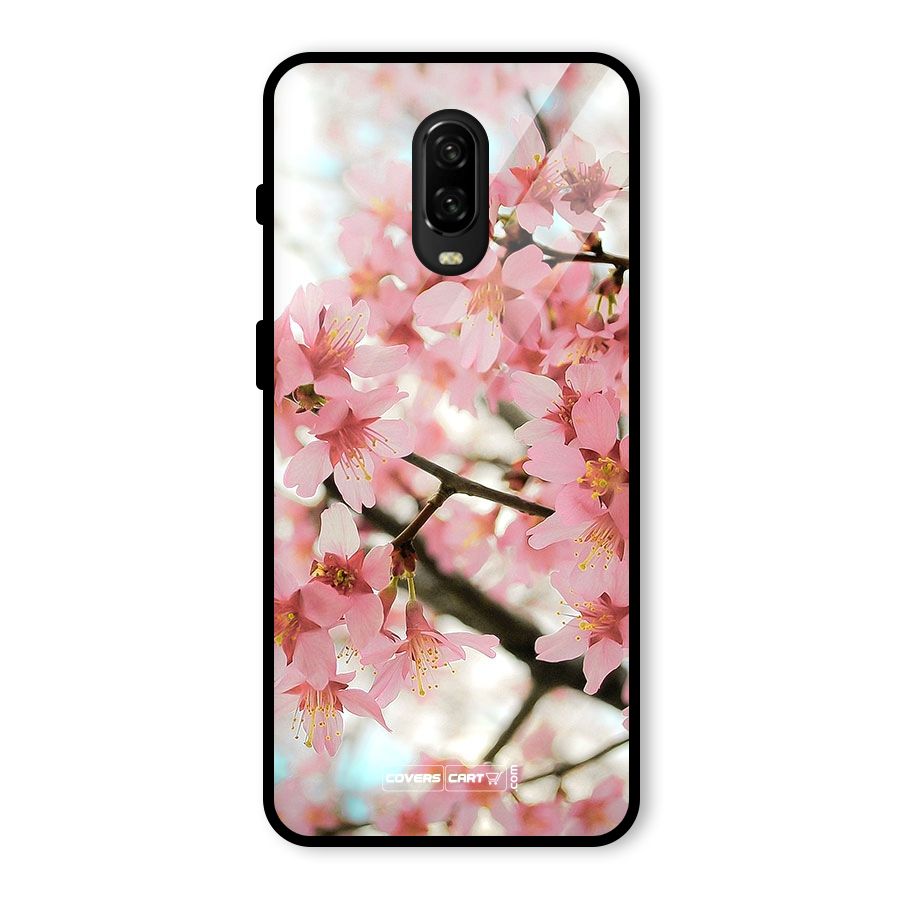 Peach Floral Glass Back Case for OnePlus 6T