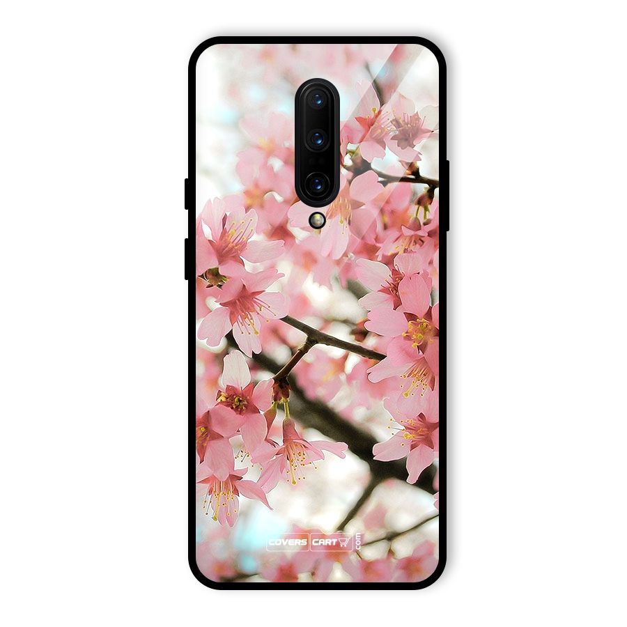 Peach Floral Glass Back Case for OnePlus 7 Pro