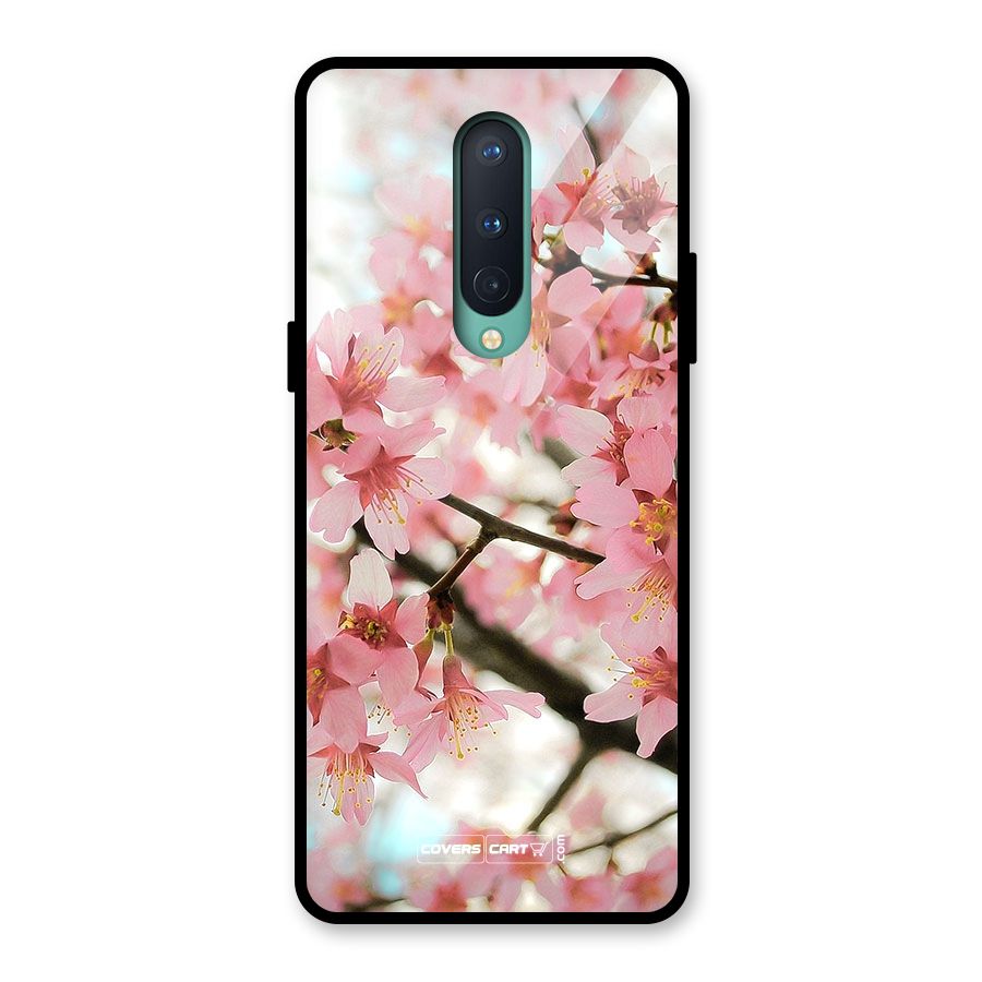 Peach Floral Glass Back Case for OnePlus 8