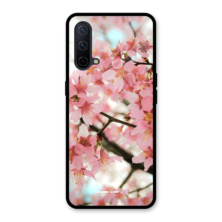 Peach Floral Glass Back Case for OnePlus Nord CE 5G