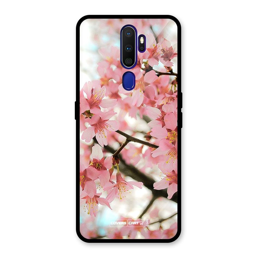 Peach Floral Glass Back Case for Oppo A9 (2020)