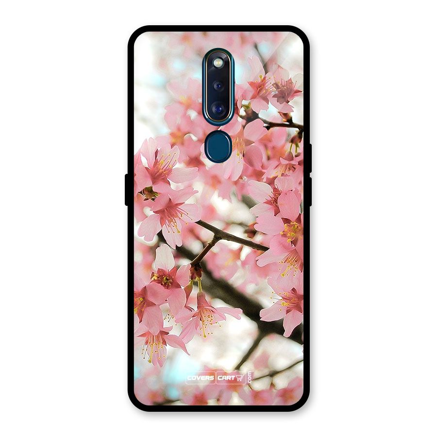 Peach Floral Glass Back Case for Oppo F11 Pro