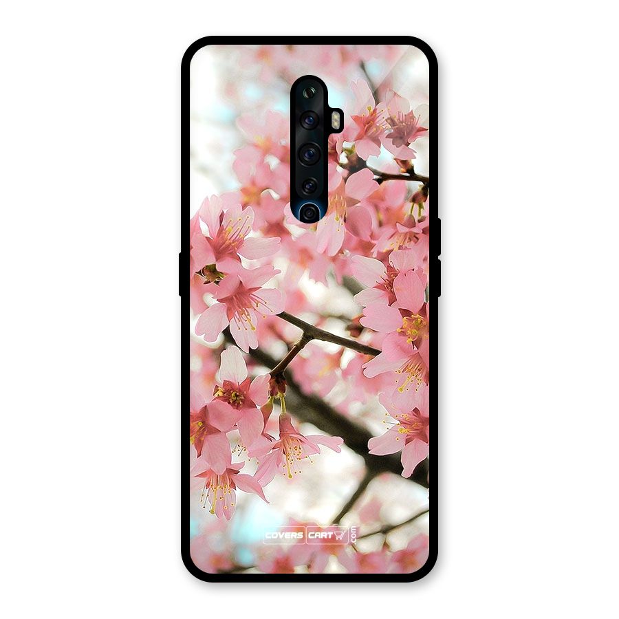 Peach Floral Glass Back Case for Oppo Reno2 F