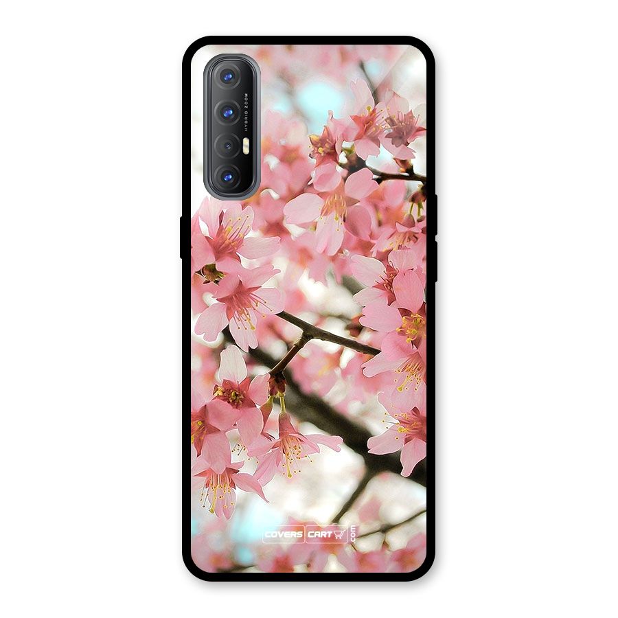 Peach Floral Glass Back Case for Oppo Reno3 Pro