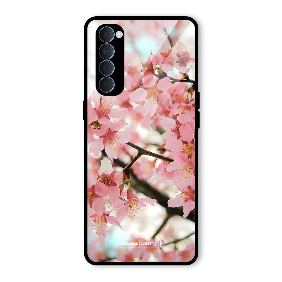 Peach Floral Glass Back Case for Oppo Reno4 Pro