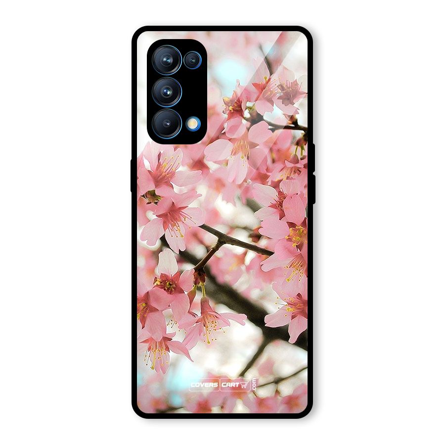 Peach Floral Glass Back Case for Oppo Reno5 Pro 5G