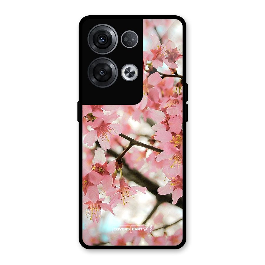 Peach Floral Glass Back Case for Oppo Reno8 Pro 5G