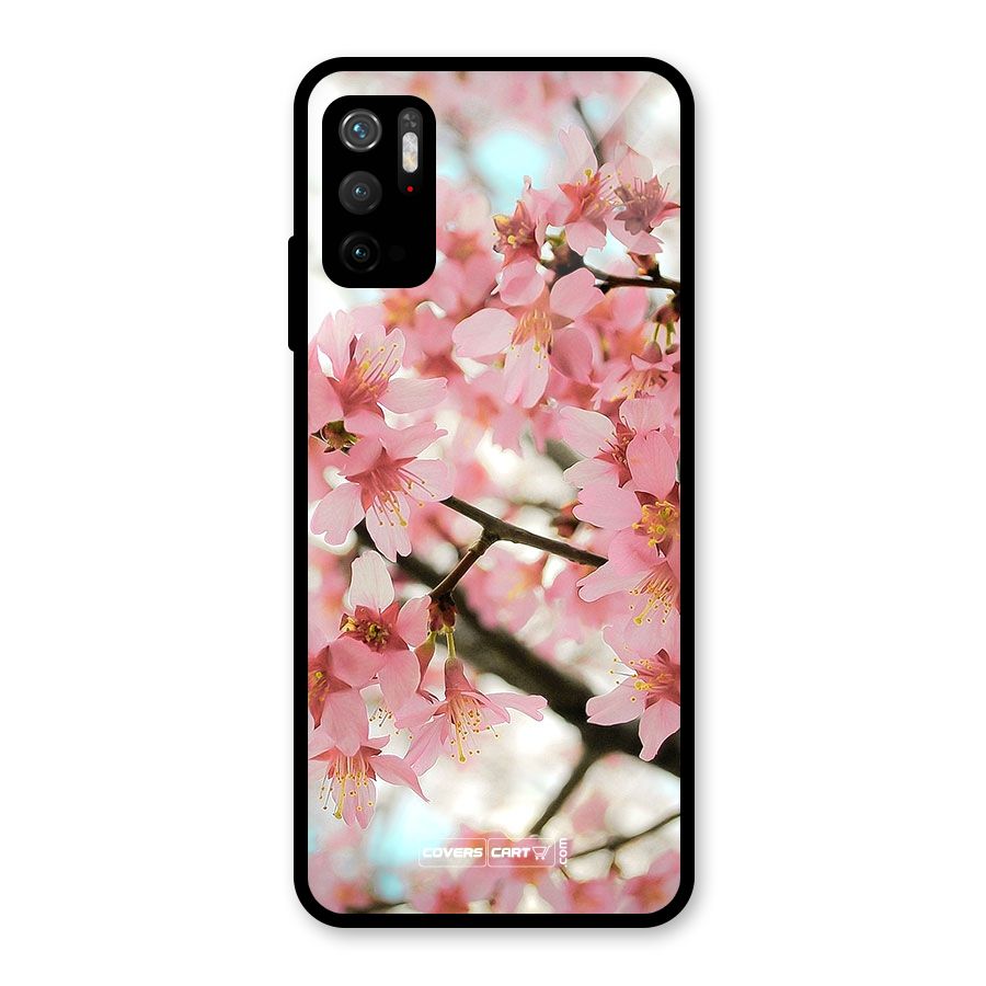 Peach Floral Glass Back Case for Poco M3 Pro 5G