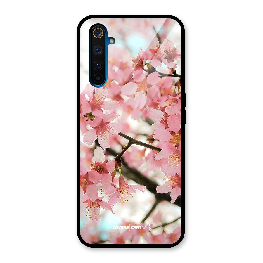 Peach Floral Glass Back Case for Realme 6 Pro