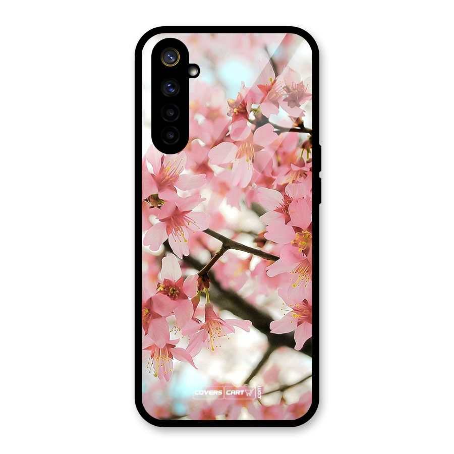 Peach Floral Glass Back Case for Realme 6i