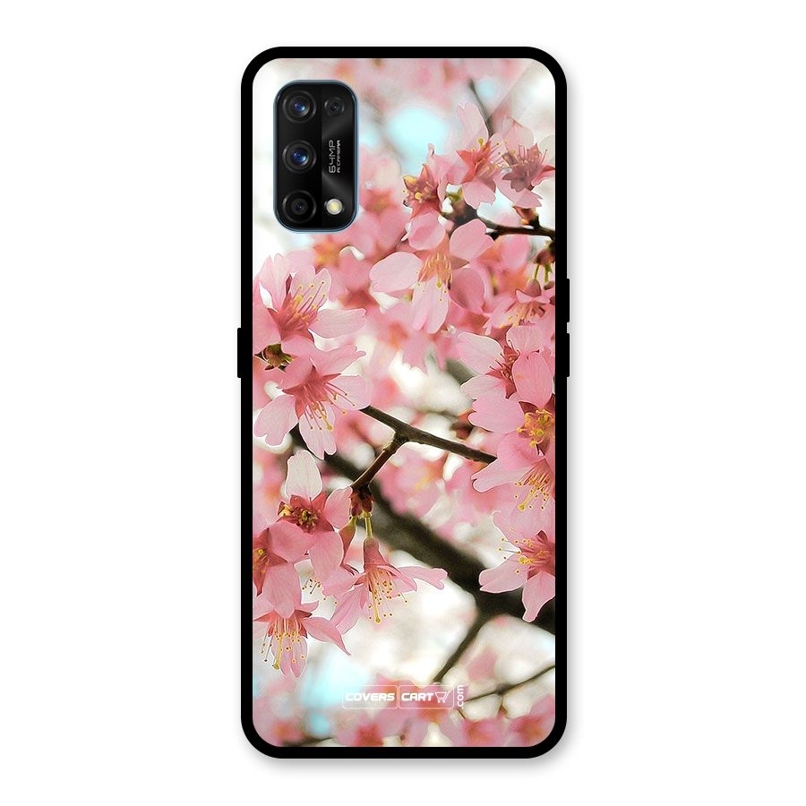 Peach Floral Glass Back Case for Realme 7 Pro