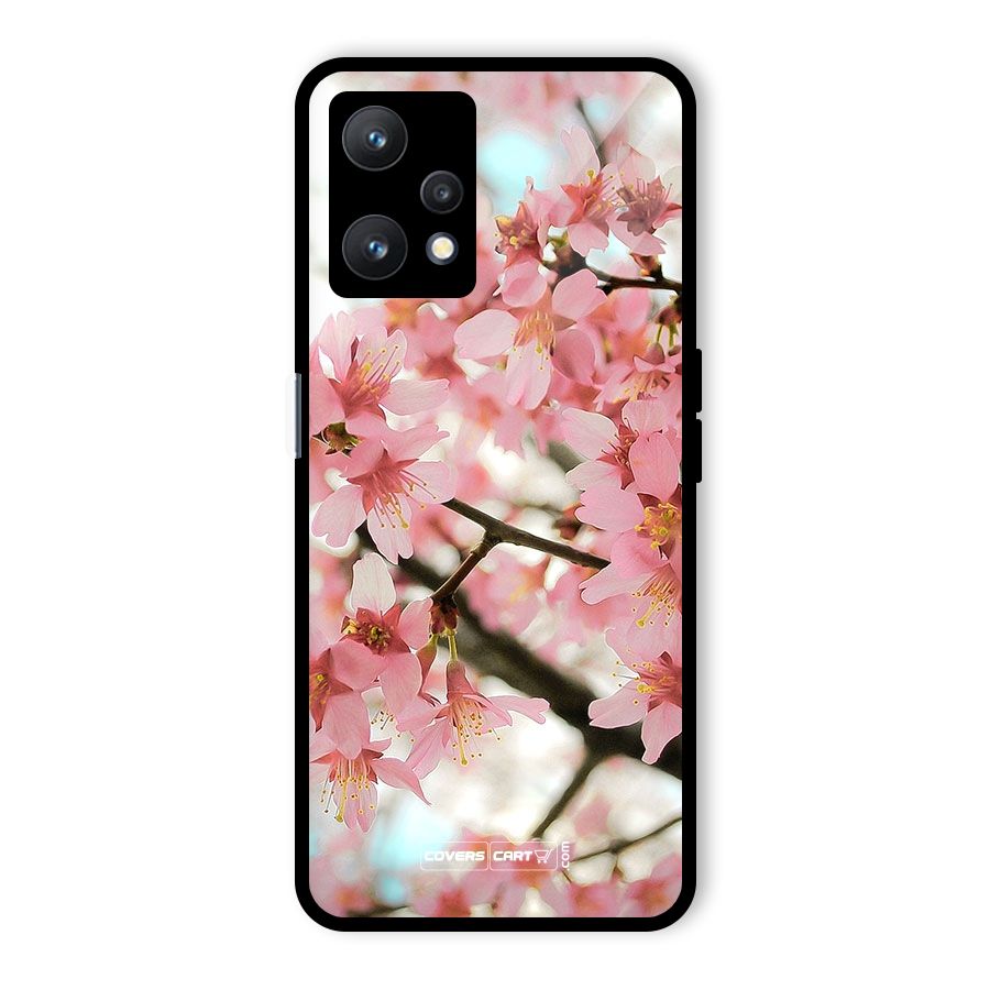 Peach Floral Glass Back Case for Realme 9 Pro 5G