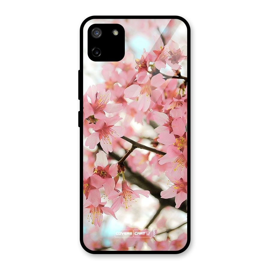 Peach Floral Glass Back Case for Realme C11