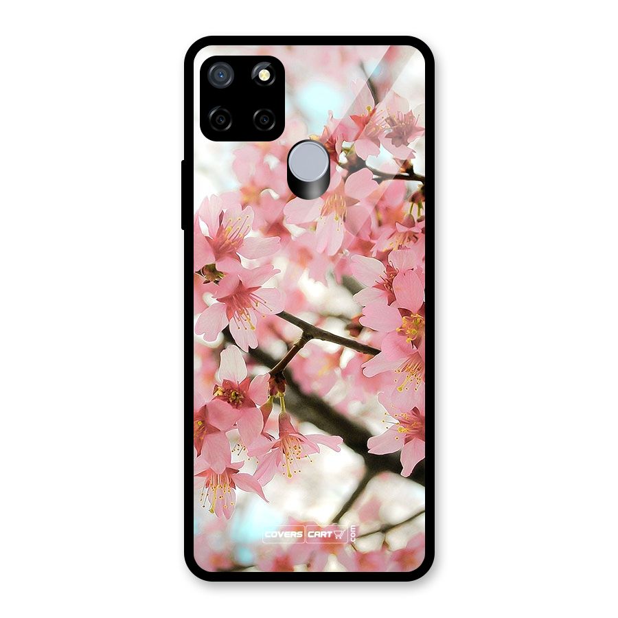 Peach Floral Glass Back Case for Realme Narzo 20