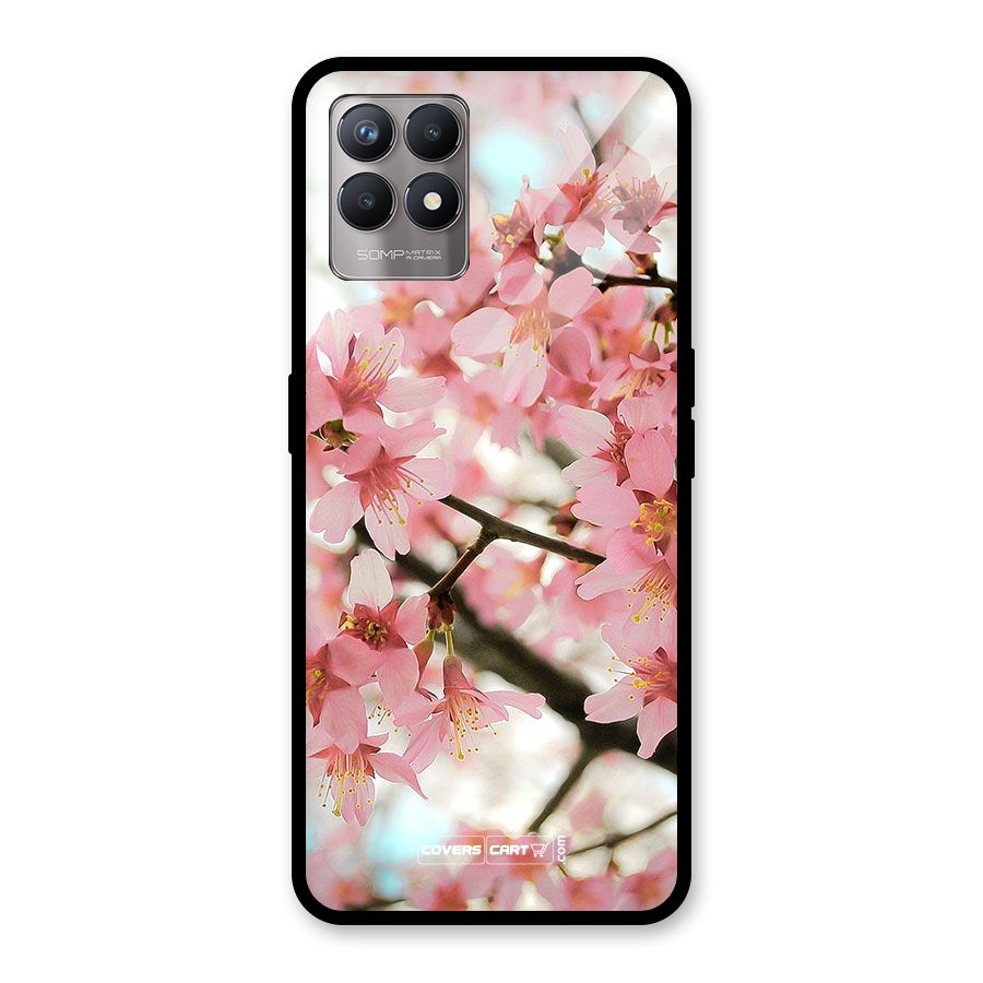 Peach Floral Glass Back Case for Realme Narzo 50