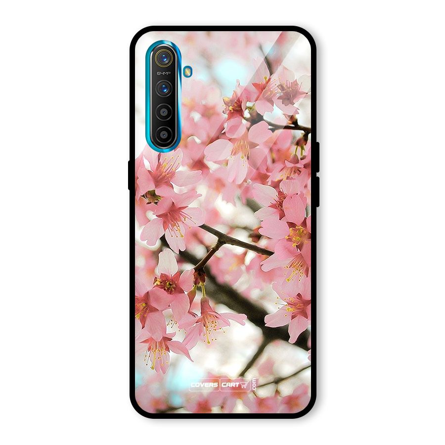 Peach Floral Glass Back Case for Realme X2