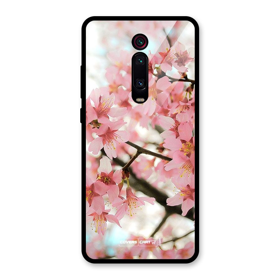 Peach Floral Glass Back Case for Redmi K20 Pro
