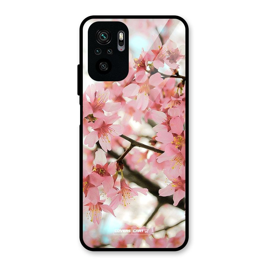 Peach Floral Glass Back Case for Redmi Note 10S