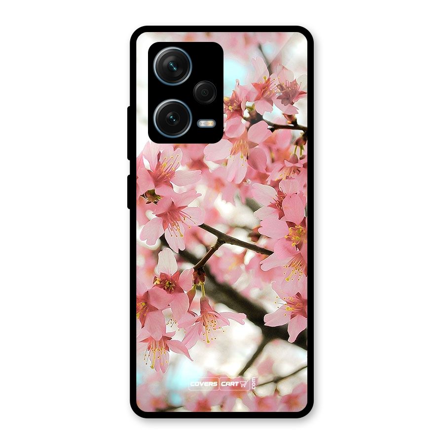 Peach Floral Glass Back Case for Redmi Note 12 Pro Plus 5G