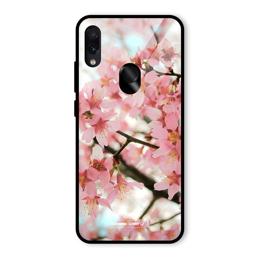Peach Floral Glass Back Case for Redmi Note 7
