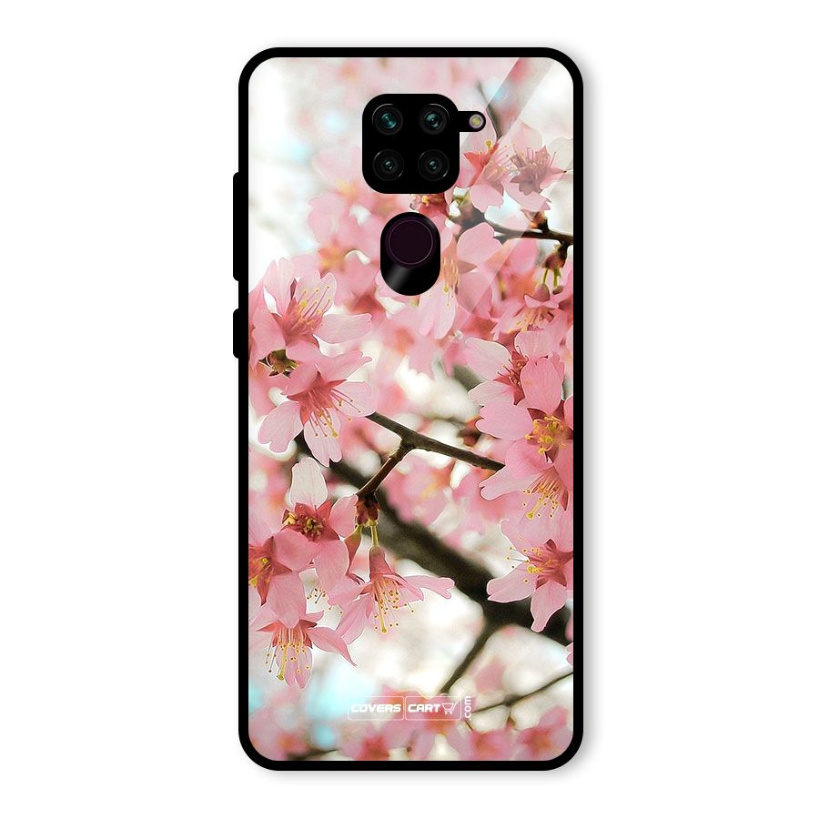 Peach Floral Glass Back Case for Redmi Note 9