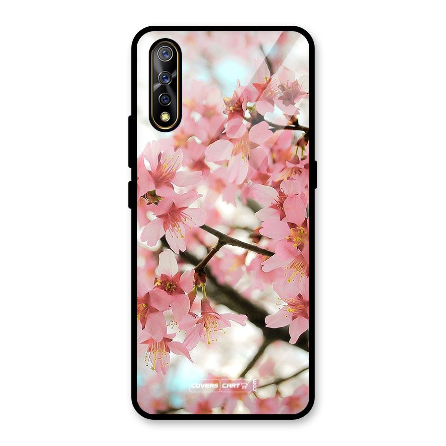 Peach Floral Glass Back Case for Vivo S1