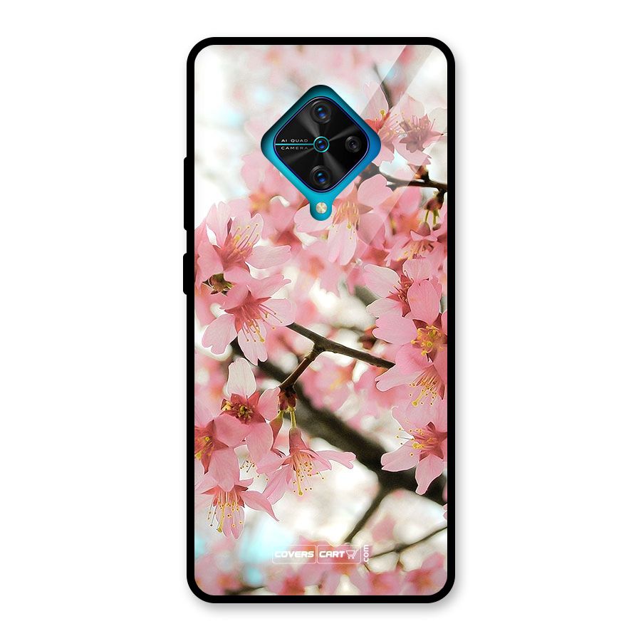 Peach Floral Glass Back Case for Vivo S1 Pro