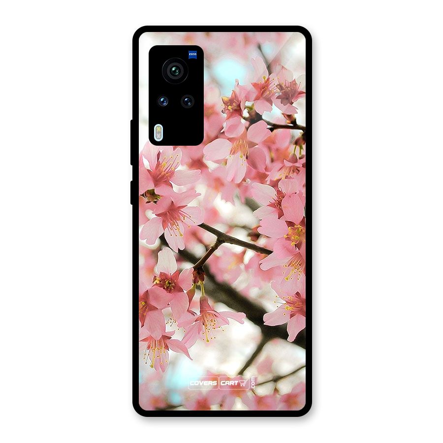 Peach Floral Glass Back Case for Vivo X60 Pro