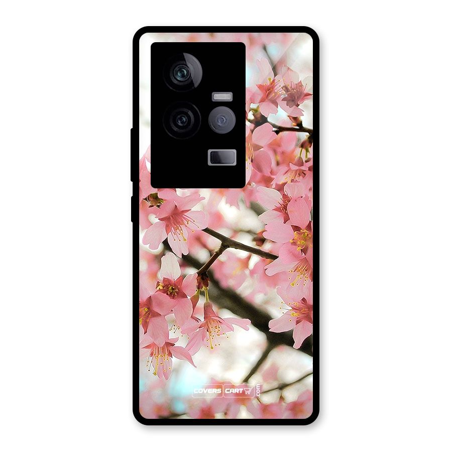 Peach Floral Glass Back Case for Vivo iQOO 11 5G